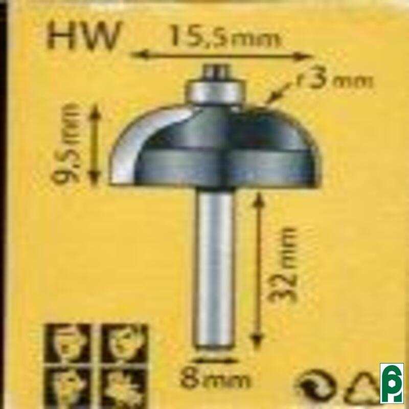 Fresa Raggio Concavo Con Cuscinetto: Diametro 82,5 Mm, Raggio 31,7 Mm, Per Lavorazioni Legno Decorativo