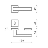Maniglia Planet Q per porta, rosetta e bocchetta quadra Patent 47x10 mm, M203 Olivari