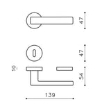 Maniglia per porte serie Planet per porta rosetta e bocchetta tonda foro Patent Olivari M195