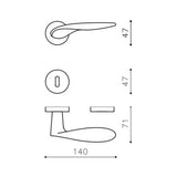 Maniglia per porta, serie Wind, rosetta e bocchetta foro Patent, M187 Olivari