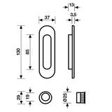 Kit scorrevole con maniglie ad incasso ovale senza foro chiave con ditale di trascinamento K 1206 Valli & Valli