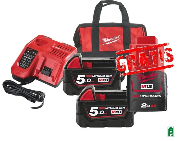 Energy Kit M18 Nrg-502 18V 2 Batterie 5Ah+ Caricabatterie+ Borsa + Batteria 2Ah Milwaukee